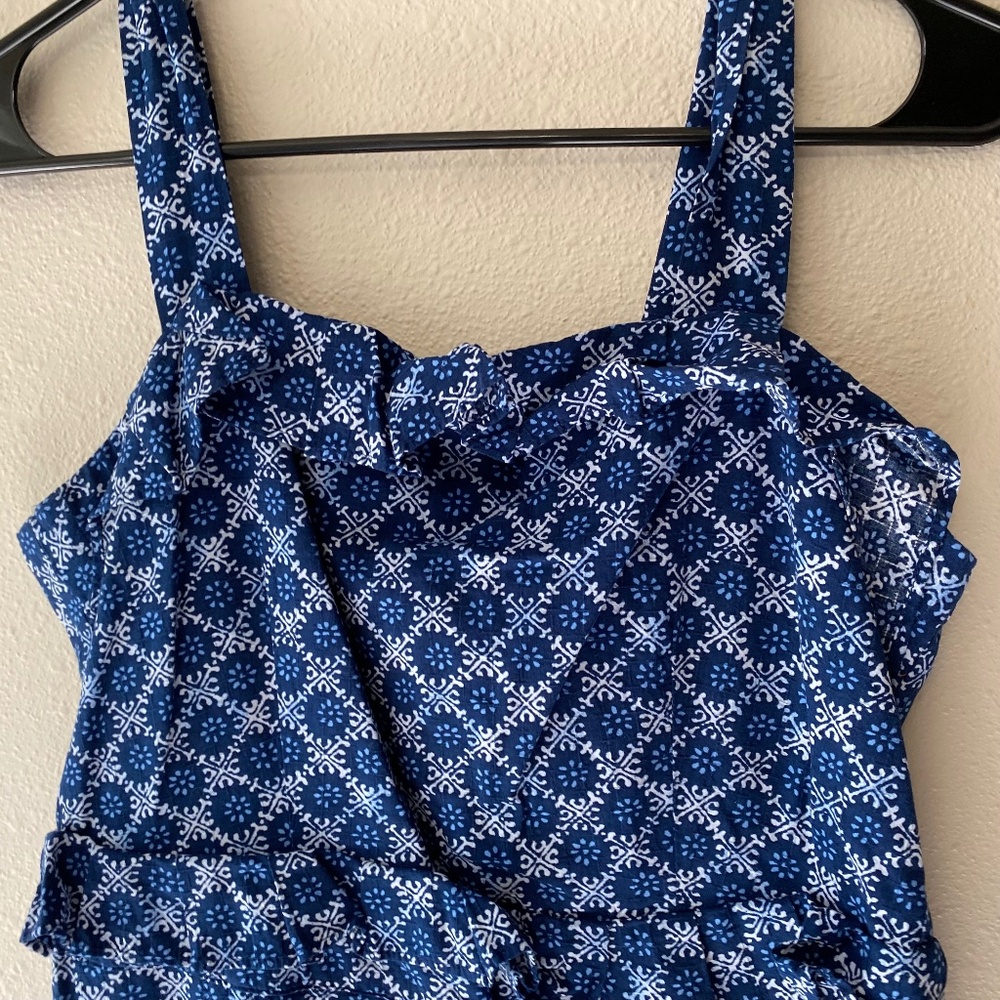 Ann Taylor 100% Cotton Sleeveless Blue Printed Dress Size 4
